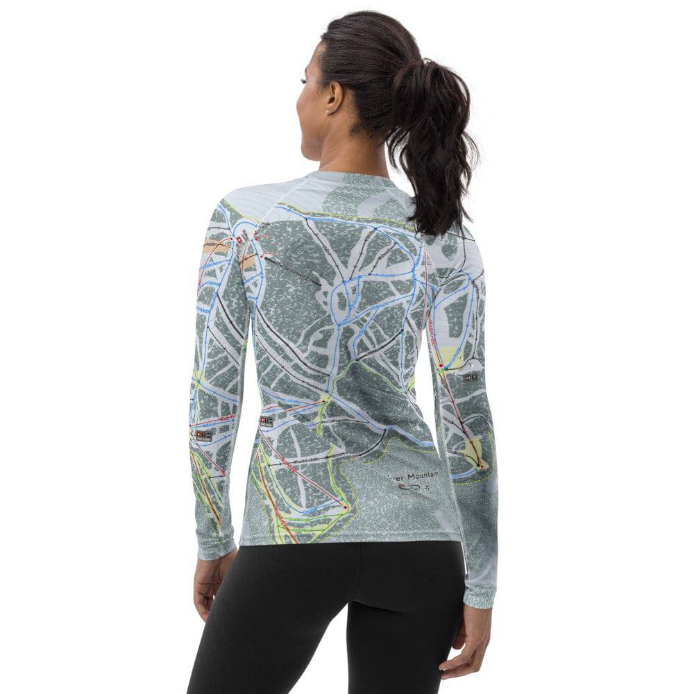 Silver Mountain, Idaho Ski Trail Map Women's Base Layer Top - Powderaddicts