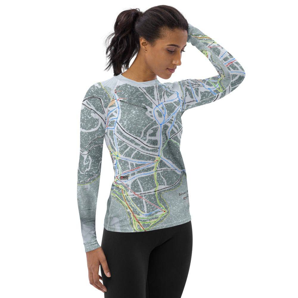 Silver Mountain, Idaho Ski Trail Map Women's Base Layer Top - Powderaddicts
