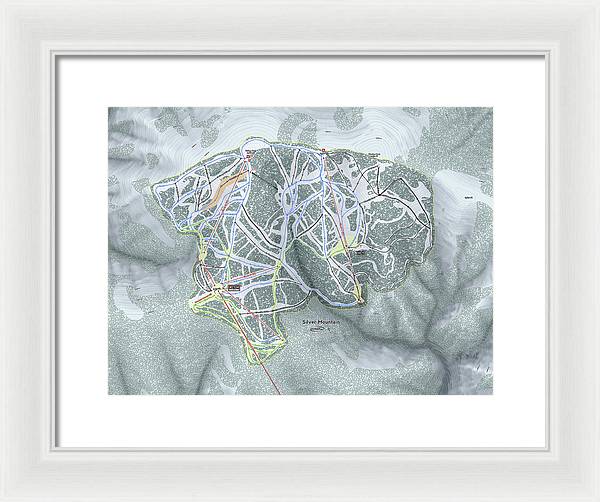 Silver Mountain Ski Trail Map - Framed Print - Powderaddicts