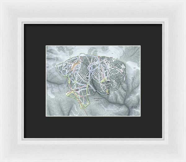 Silver Mountain Ski Trail Map - Framed Print - Powderaddicts