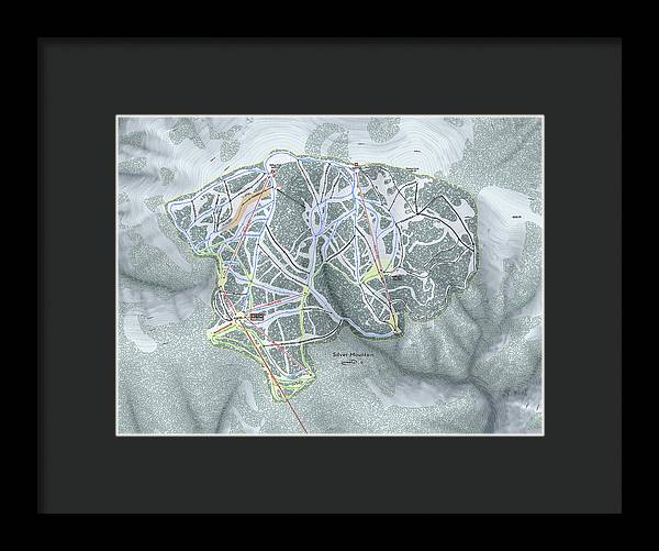 Silver Mountain Ski Trail Map - Framed Print - Powderaddicts