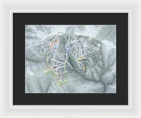 Silver Mountain Ski Trail Map - Framed Print - Powderaddicts