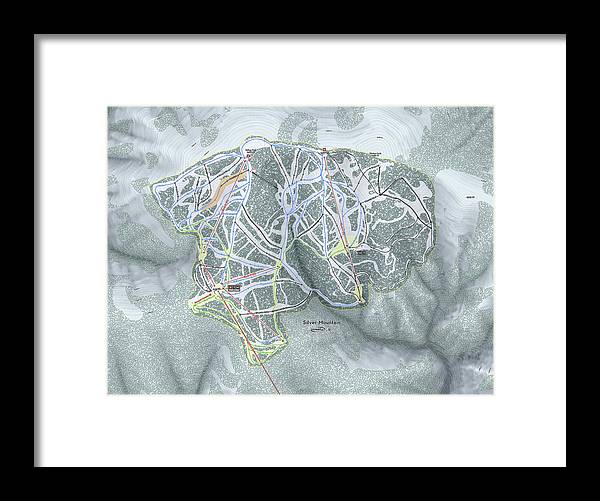 Silver Mountain Ski Trail Map - Framed Print - Powderaddicts