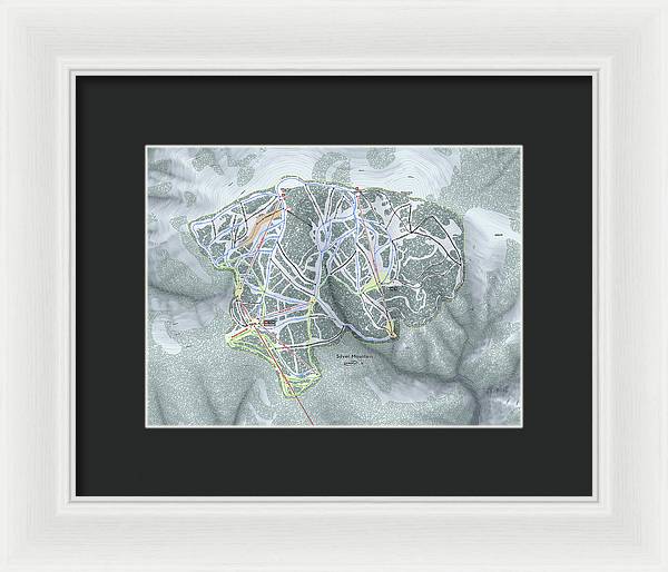 Silver Mountain Ski Trail Map - Framed Print - Powderaddicts