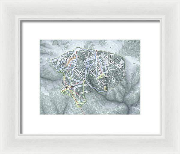 Silver Mountain Ski Trail Map - Framed Print - Powderaddicts