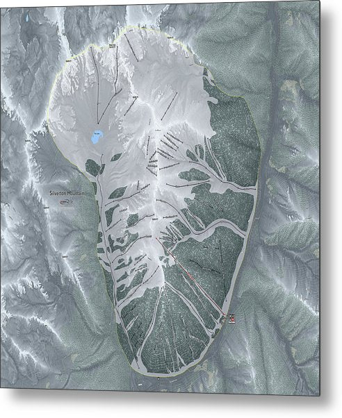 Silverton Ski Trail Map - Metal Print - Powderaddicts