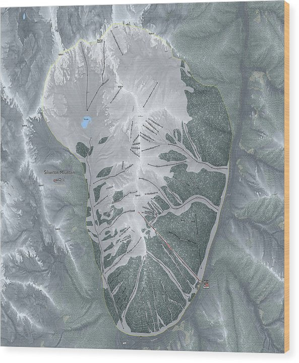 Silverton Ski Trail Map - Wood Print - Powderaddicts