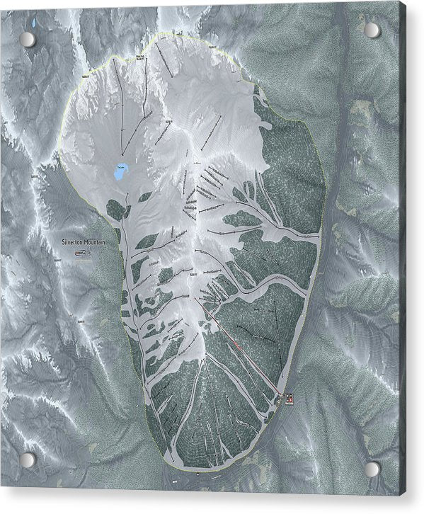 Silverton Ski Trail Map - Acrylic Print - Powderaddicts