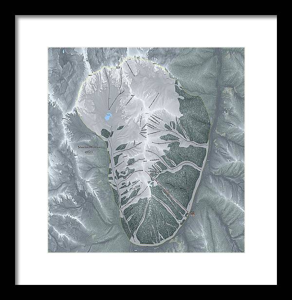 Silverton Ski Trail Map - Framed Print - Powderaddicts