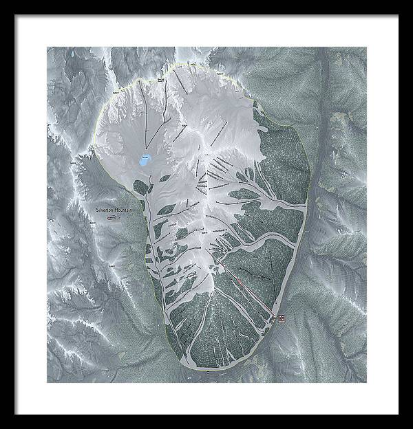 Silverton Ski Trail Map - Framed Print - Powderaddicts