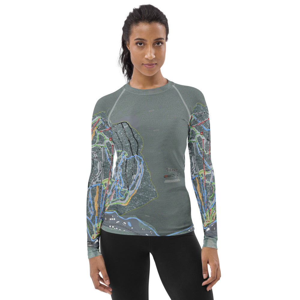 Sipapu, New Mexico Ski Trail Map Women&#39;s Base Layer Top - Powderaddicts