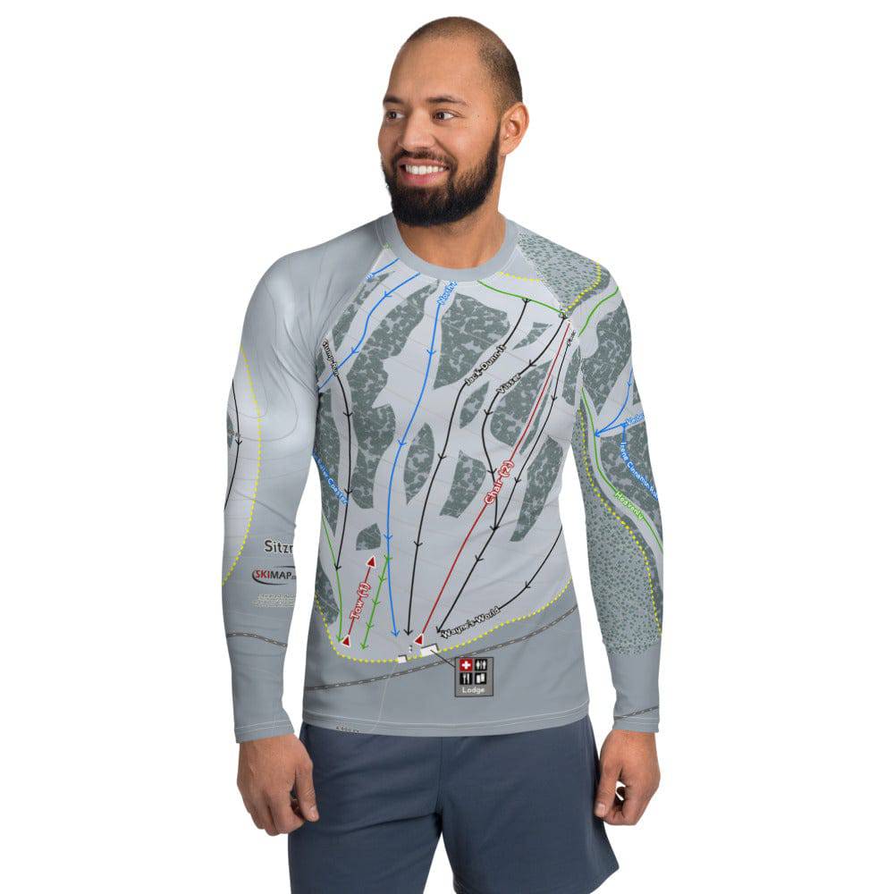 Sitz mark, Washington Ski Trail Map Men's Base Layer Top - Powderaddicts