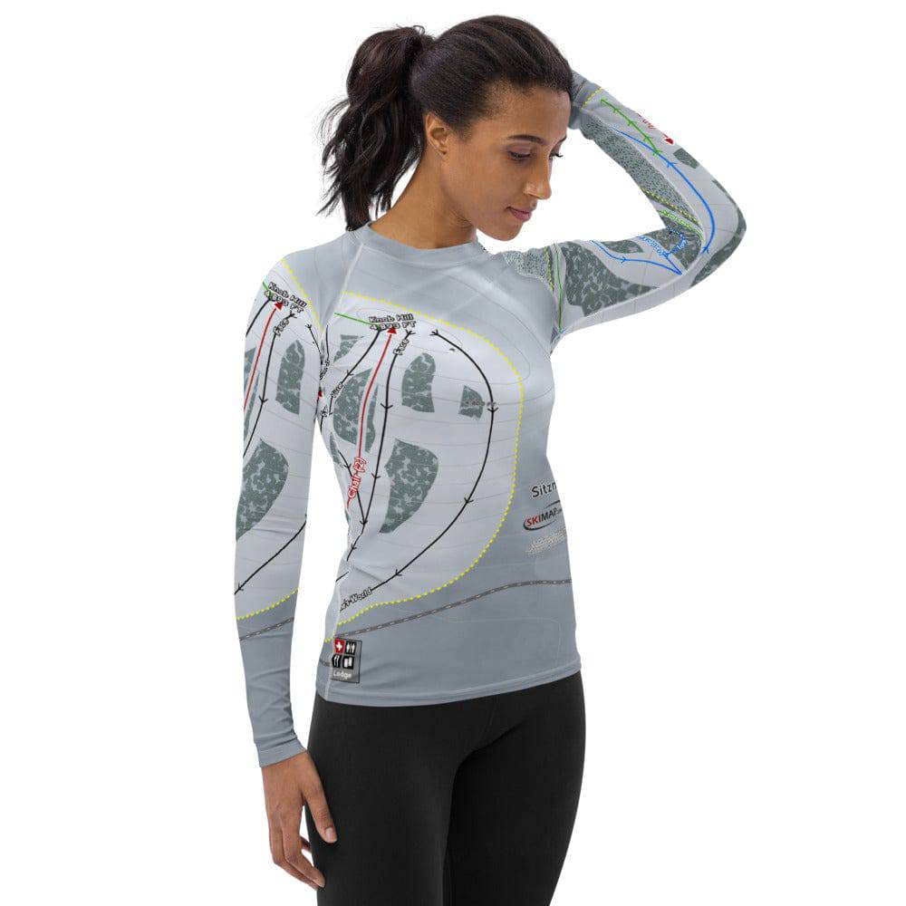 Sitz mark, Washington Ski Trail Map Women's Base Layer Top - Powderaddicts