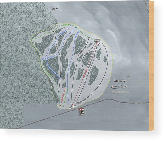 Sitzmark Ski Trail Map - Wood Print - Powderaddicts