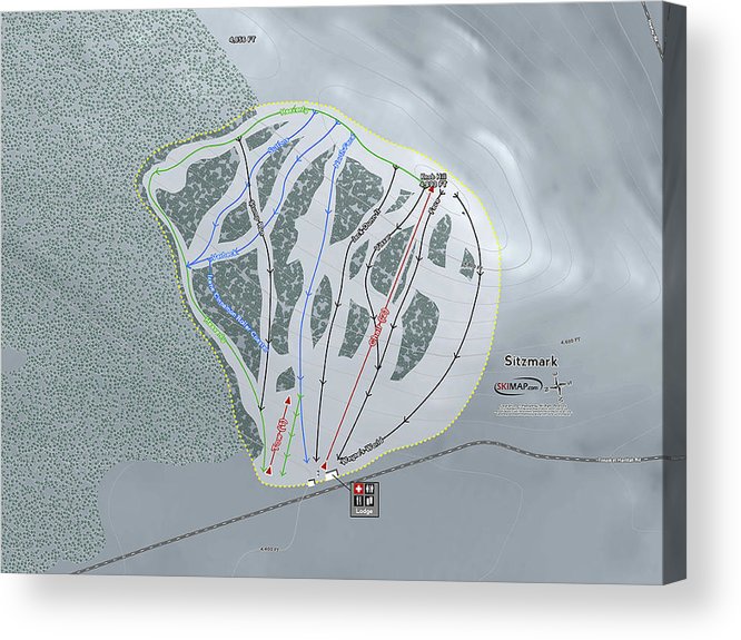Sitzmark Ski Trail Map - Acrylic Print - Powderaddicts