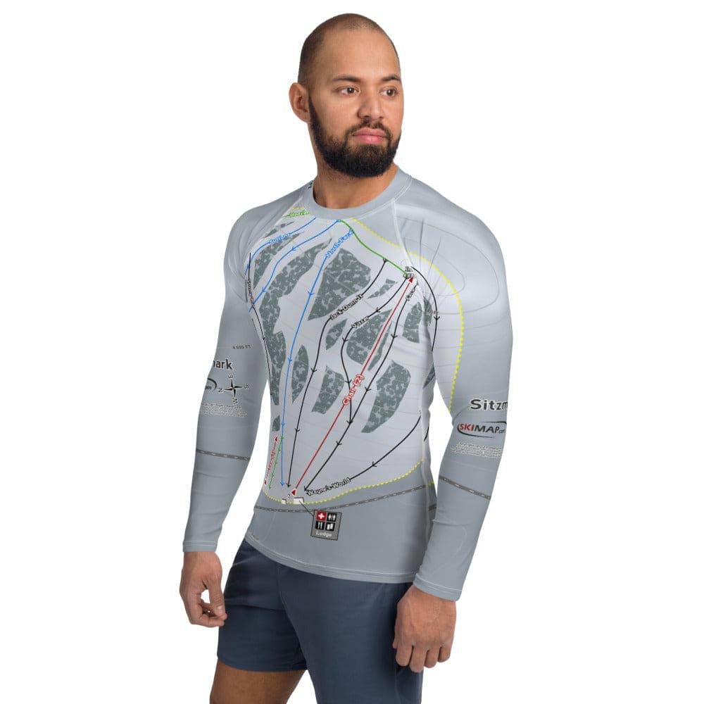 Sitzmark, Washington Ski Trail Map Men's Base Layer Top - Powderaddicts