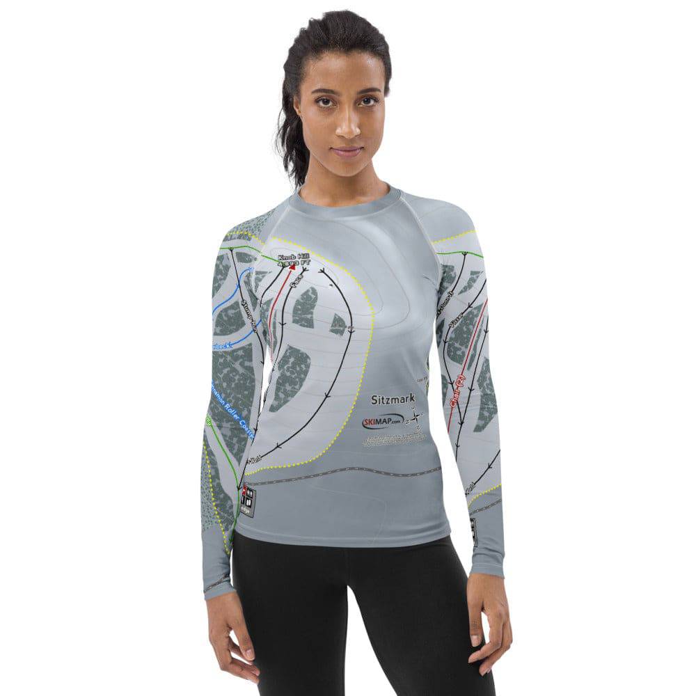 Sitzmark, Washington Ski Trail Map Women's Base Layer Top - Powderaddicts