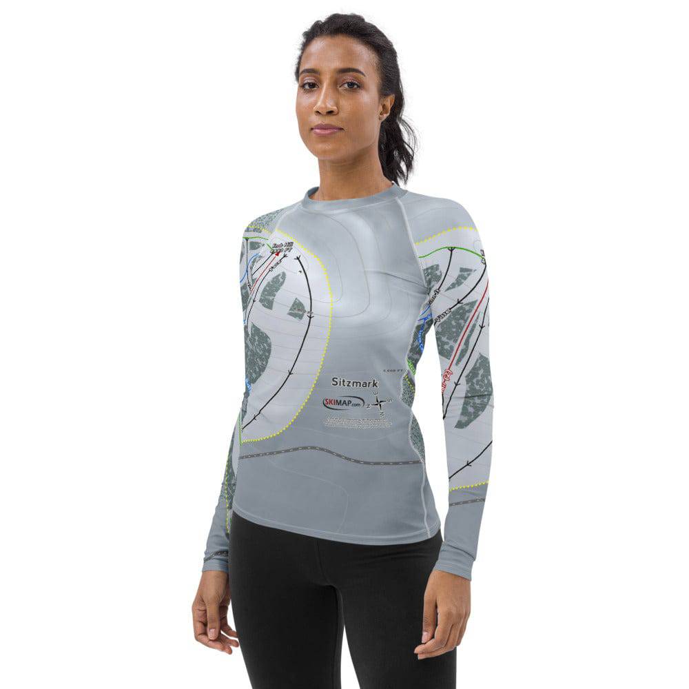 Sitzmark, Washington Ski Trail Map Women's Base Layer Top - Powderaddicts