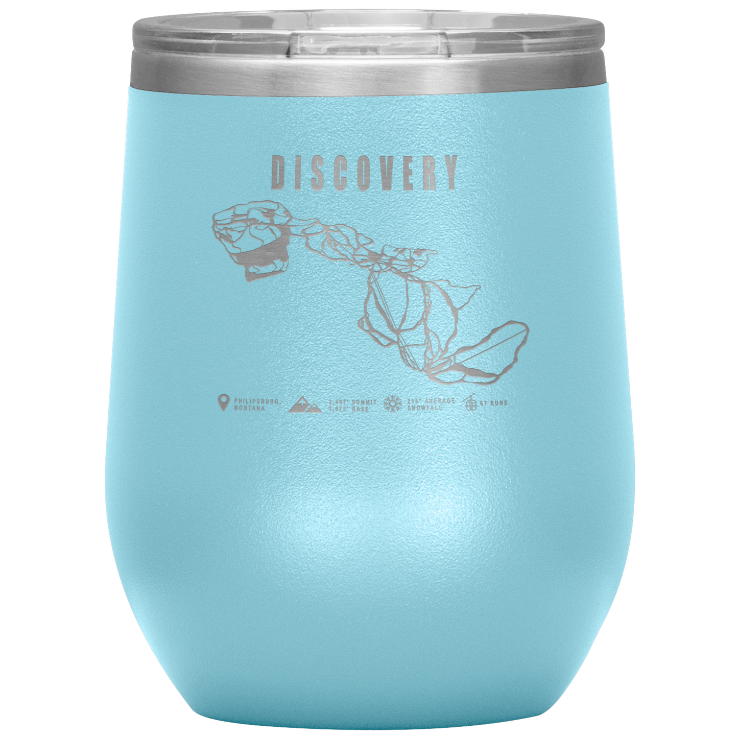 Discovery Montana Ski Trail Map Wine 12oz Tumbler - Powderaddicts