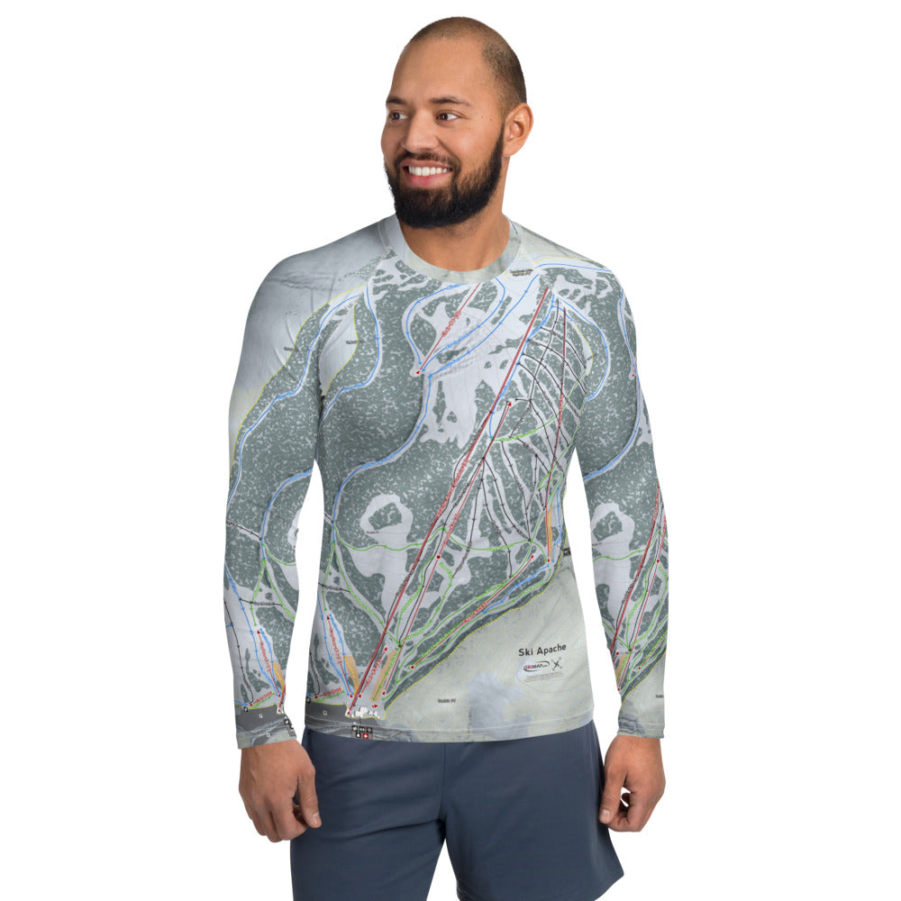 Ski Apache, New Mexico Ski Trail Map Men's Base Layer Top - Powderaddicts