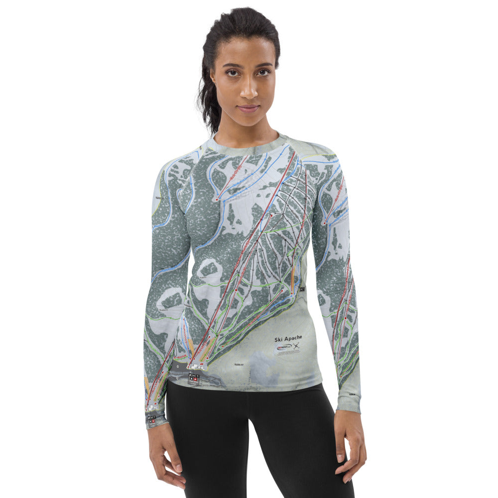 Ski Apache, New Mexico Ski Trail Map Women's Base Layer Top - Powderaddicts