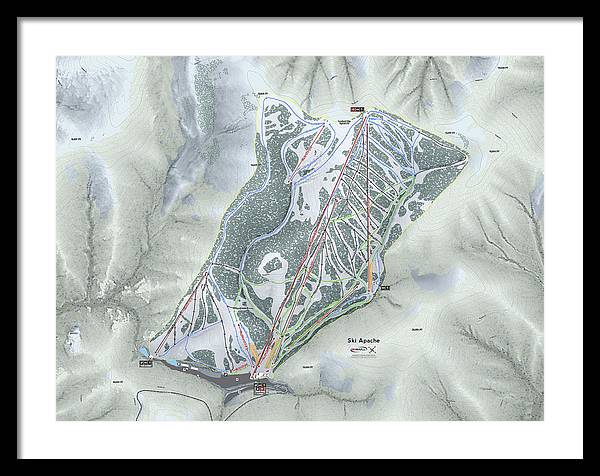Ski Apache Ski Trail Map - Framed Print - Powderaddicts