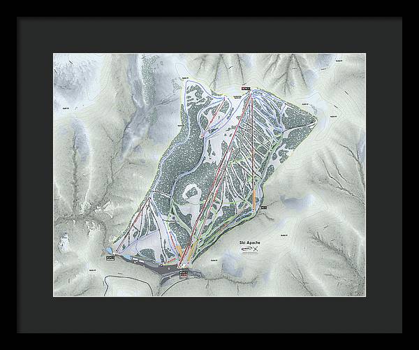 Ski Apache Ski Trail Map - Framed Print - Powderaddicts