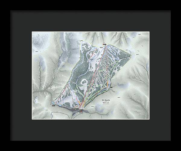 Ski Apache Ski Trail Map - Framed Print - Powderaddicts
