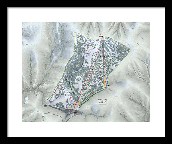 Ski Apache Ski Trail Map - Framed Print - Powderaddicts