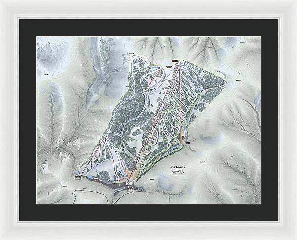 Ski Apache Ski Trail Map - Framed Print - Powderaddicts