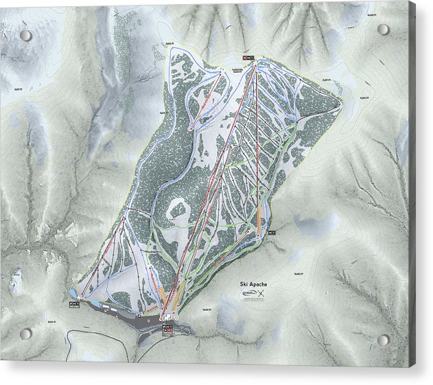 Ski Apache Ski Trail Map - Acrylic Print - Powderaddicts