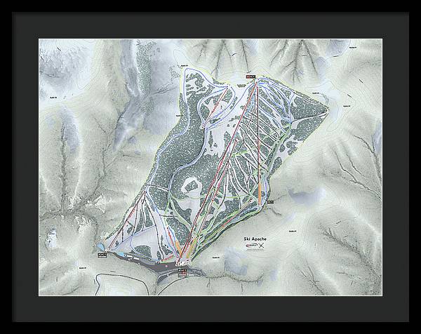 Ski Apache Ski Trail Map - Framed Print - Powderaddicts