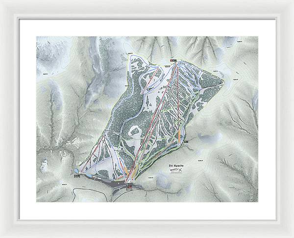 Ski Apache Ski Trail Map - Framed Print - Powderaddicts