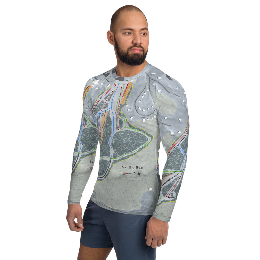 Ski Big Bear, Pennsylvania Ski Trail Map Men's Base Layer Top - Powderaddicts