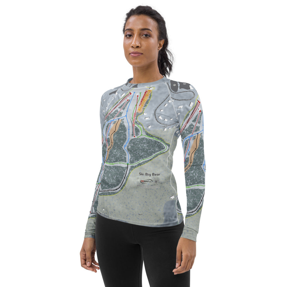 Ski Big Bear, Pennsylvania Ski Trail Map Women's Base Layer Top - Powderaddicts