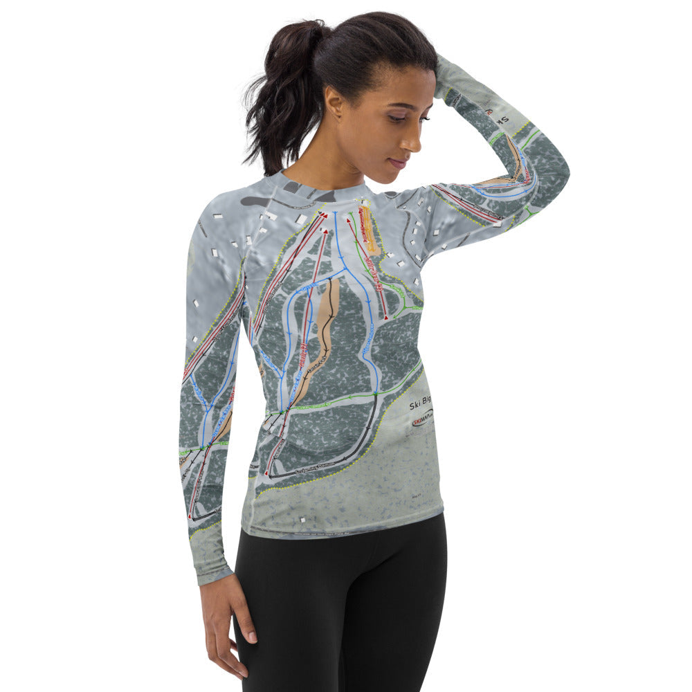 Ski Big Bear, Pennsylvania Ski Trail Map Women's Base Layer Top - Powderaddicts