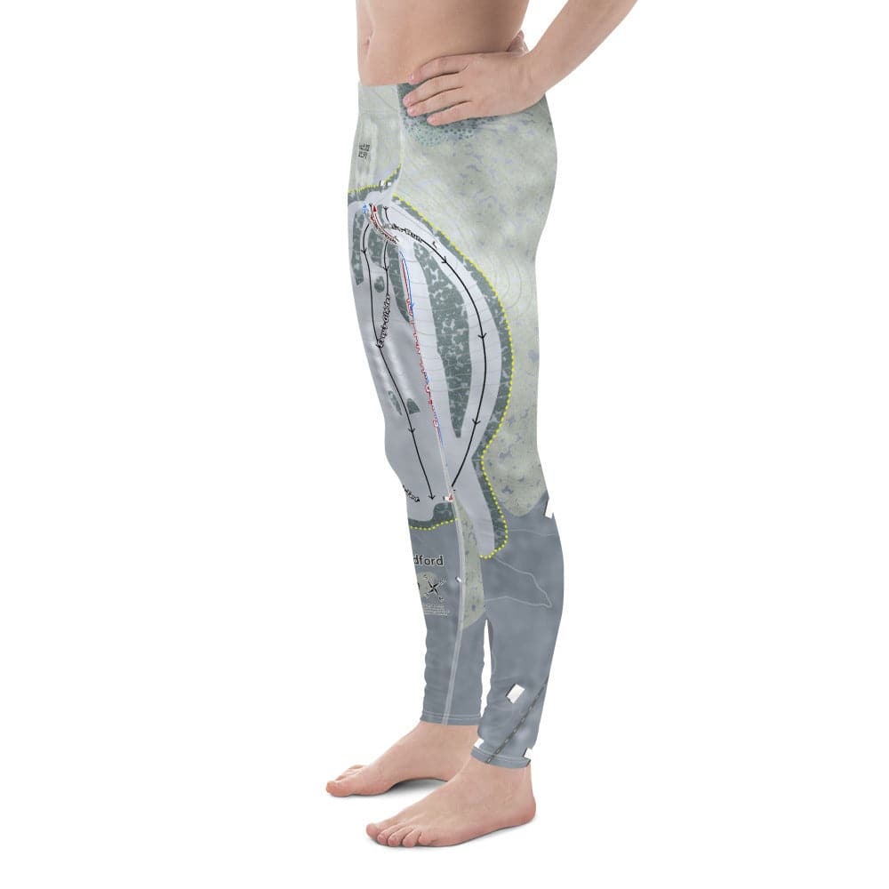 Ski Bradford, Massachusetts Ski Trail Map Men's Base Layer Bottom - Powderaddicts