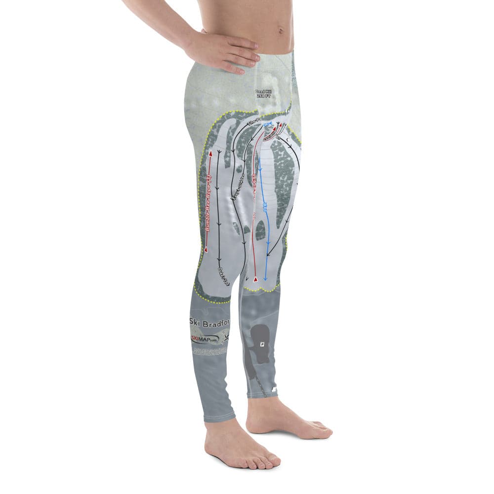 Ski Bradford, Massachusetts Ski Trail Map Men's Base Layer Bottom - Powderaddicts