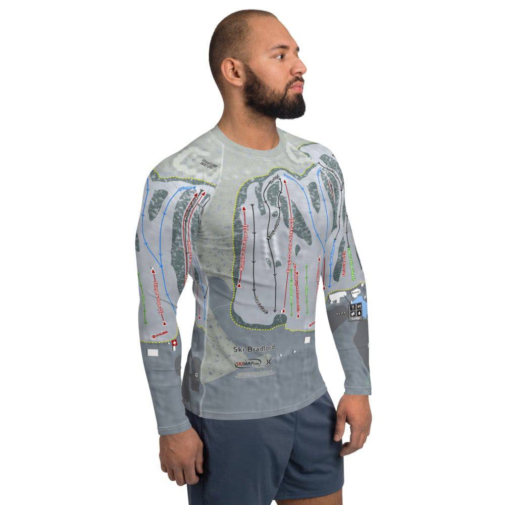 Ski Bradford ,Massachusetts Ski Trail Map Men's Base Layer Top - Powderaddicts