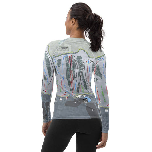 Ski Bradford, Massachusetts Ski Trail Map Women's Base Layer Top - Powderaddicts