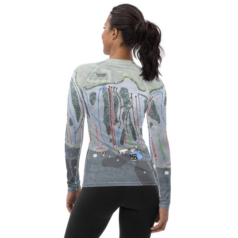 Ski Bradford, Massachusetts Ski Trail Map Women's Base Layer Top - Powderaddicts
