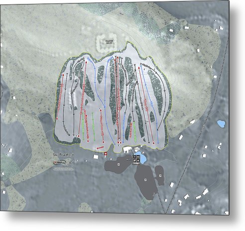 Ski Bradford Ski Trail Map - Metal Print - Powderaddicts