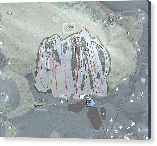 Ski Bradford Ski Trail Map - Acrylic Print - Powderaddicts