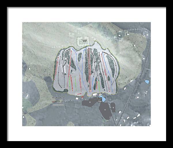 Ski Bradford Ski Trail Map - Framed Print - Powderaddicts