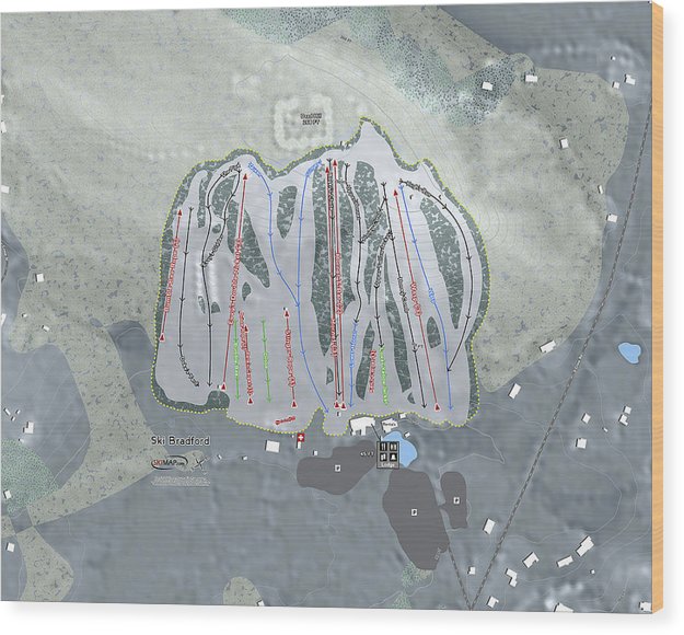Ski Bradford Ski Trail Map - Wood Print - Powderaddicts