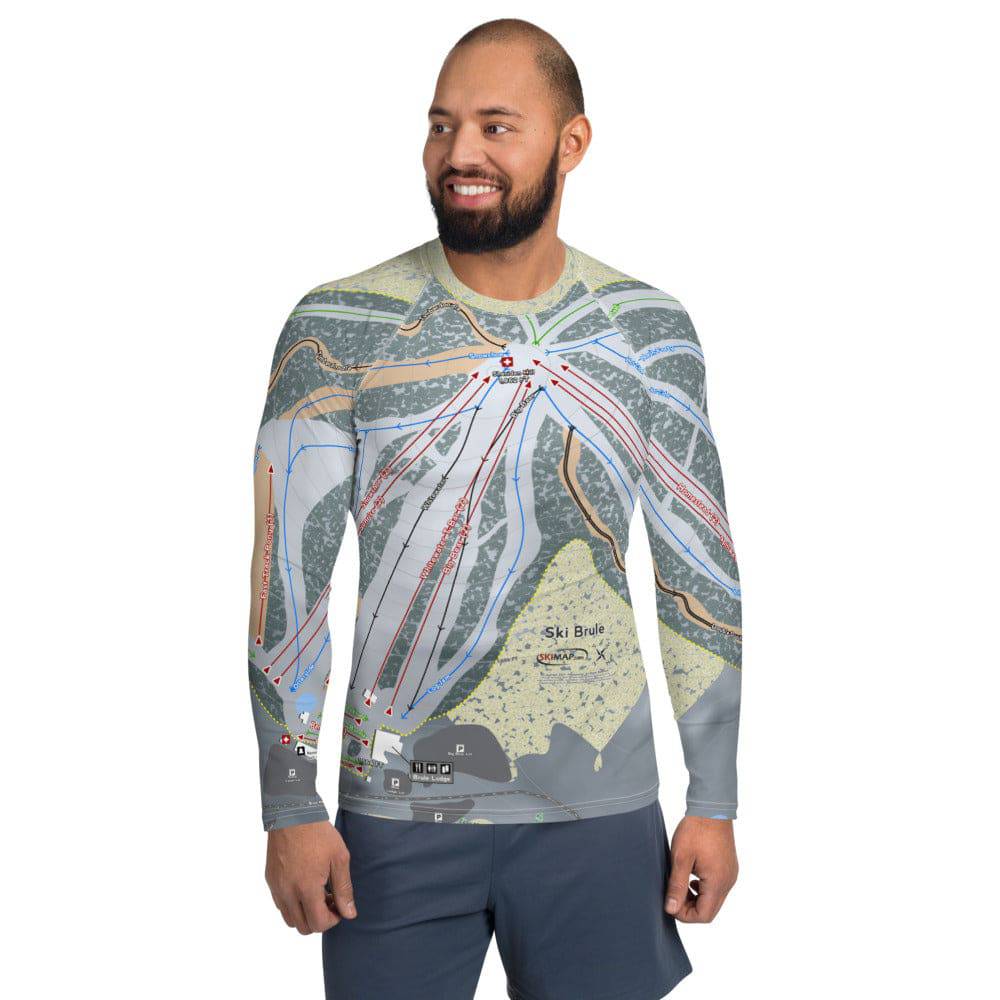Ski Brule, Michigan Ski Trail Map Men's Base Layer Top