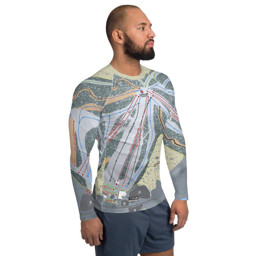 Ski Brule, Michigan Ski Trail Map Men's Base Layer Top - Powderaddicts