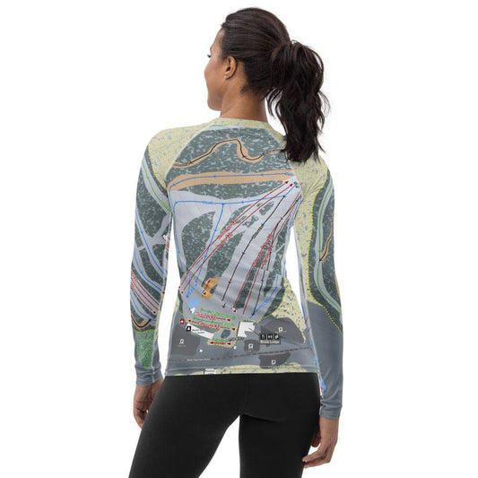 Ski Brule, Michigan Ski Trail Map Women's Base Layer Top - Powderaddicts