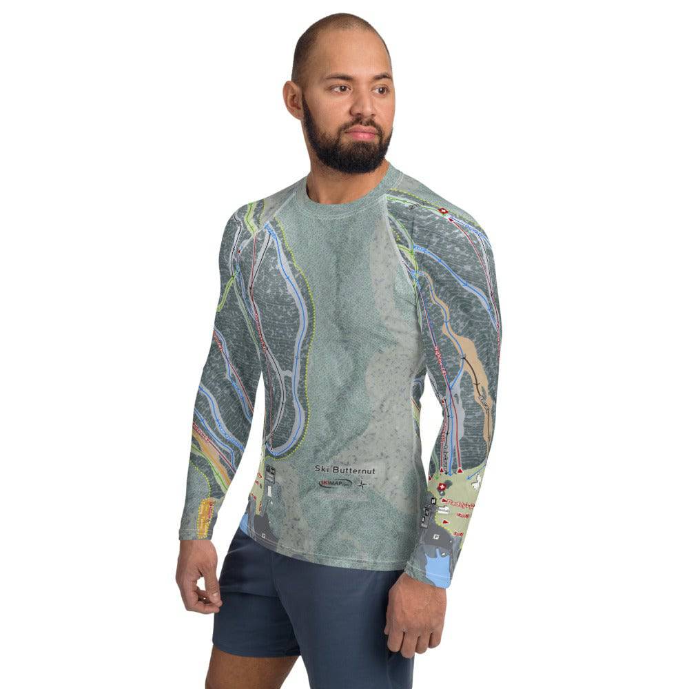 Ski Butternut ,Massachusetts Ski Trail Map Men's Base Layer Top - Powderaddicts