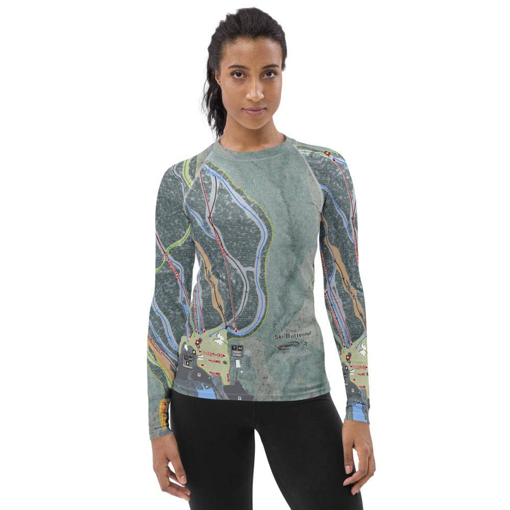 Ski Butternut, Massachusetts Ski Trail Map Women's Base Layer Top